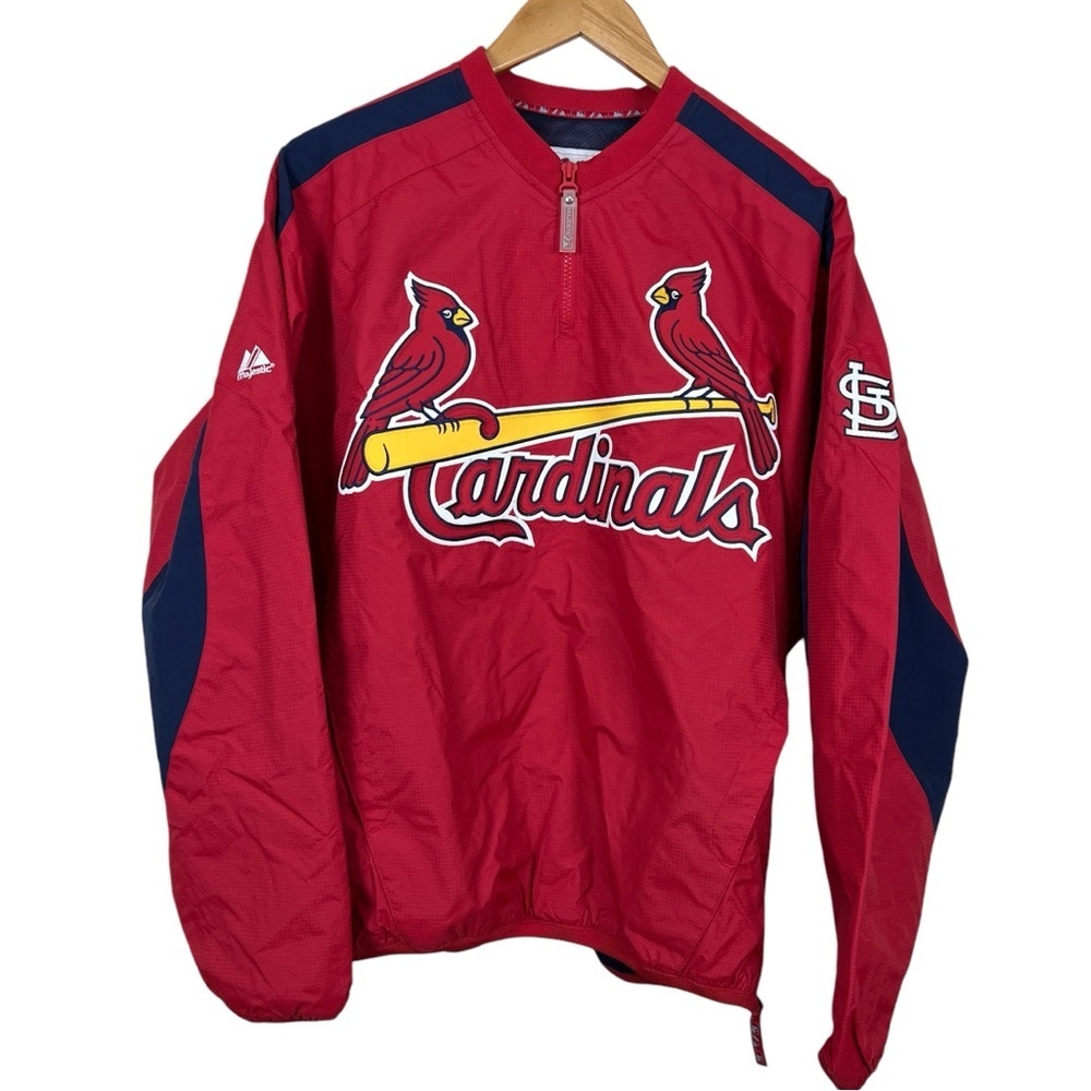 MAJESTIC ST. LOUIS CARDINALS MEN'S FULL-ZIP DOUBLE CLIMATE JACKET Size Medium